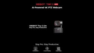 Obsbot Tiny 2 Lite - Pan Tilt & Zoom 4K AI Camera with Auto Tracking