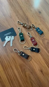 CUTIE LEATHER KEYCHAIN with metal Hook and Ring