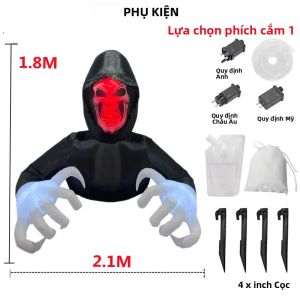 Đồ Trang Trí Halloween Hình Phù Thủy Bơm Hơi 2.4M Có Đèn LED Dùng Trang Trí Sân Vườn Ngoài Trời Mô Hình Vải Cao 8FT Tạo Không Khí Lễ Hội