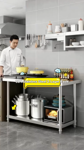 Home Storage 304 Stainless Steel Workbench Rack Kitchen Table Worktable | Meja Kerja Keluli Tahan Karat 2 Tingkat不锈钢厨房桌子