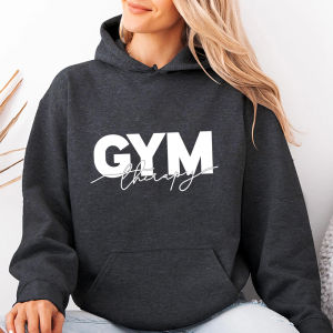 "GYM Therapy" Bold & Script Graphic Stitch Clothing Thermoadhesive Patches Appliques DIY Printing for Clothes Iron on Transfer