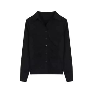 YUEZHONGWEI | Black Shirt And Mini Skirt Set Korean Style Outfit Two-Piece Suit For Young Women Autumn Season Casual Wear Universal Fit