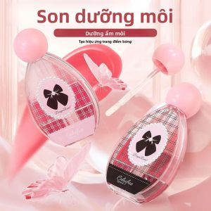 Bộ Son Dưỡng Môi Dạng Thạch Dâu Tây - Sáu Màu Son Bóng Dưỡng Ẩm Màu Hồng Tươi Mọng Nước Với Đầu Cọ Silicon