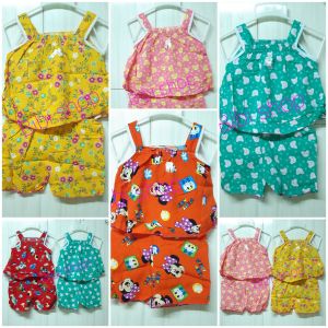 💥Sale 29K 1 bộ quần áo Tone Lanh bé gái 6_8kg set hè 2 dây quần đùi trẻ sơ sinh