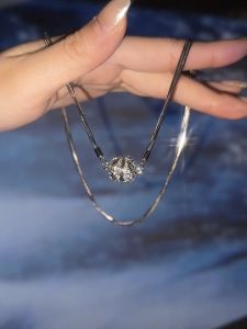 Elegant Titanium Steel Diamond Embedded Magnet Necklace Womens Fashionable Personality Planet Drop Pendant Chain 2023 New Trend