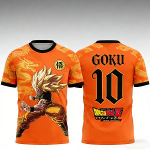 Bandai | Summer 2026 Dragon Ball Wukong "Super Three Form" Golden Dragon 10 Football Theme 3D Print Breathable T-shirt Adult Parents Top