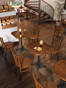 American Retro Coffee Shop Table And Chair Set for Commercial Use Solid Wood Tables for Dessert And Baking Shops Tea Room