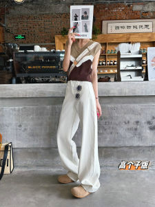 Quần Jeans Denim Co Giãn Cạp Cao Màu Be Đen Quần Ống Rộng Dài Đến Sàn Cho Nữ Quần Jeans Co Giãn Bốn Cấp Cho Mùa Thu