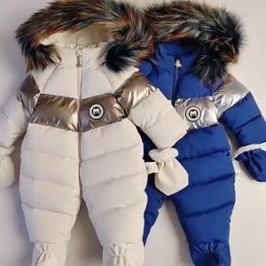 Childdkivy | Winter Newborn Baby Romper With Gloves Warm Baby Girl Clothes Hooded Childrens Clothing Set Thicken Kids Boys Jumpsuit 0-24M
