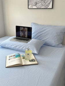 Pure Cotton Washed Bed Sheet Set Single Dormitory Quilt Cover Single Pillowcase 1.8m Three-piece Set Simple Solid Color