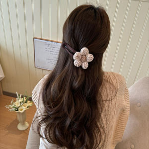 Autumn Winter Floral Shark Jaw Clip Safe Substitute Hair Accessories One Word Clip Duckbill Clip Korean Style Fresh Outburst