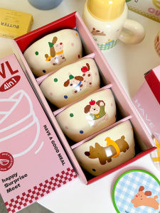 Mixim Rice Bowl For Home One Person One Bowl Ceramic Bowl Combination Gift Cream Style Very Beautiful Rice Bowl