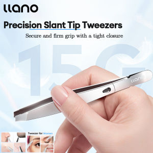 LLANO Stainless Steel Eyebrow Tweezers Slant Tip Tweezer Precision Tweezers for Eyebrow & Hair Removal Beauty for Tools Face/ Body Hairs Removal
