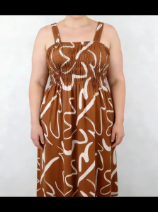 Women Abstract Line Print Wide Square Strap Midi Dress Elastic Shirred Bust Sleeveless Flowy Slip Dress Soft Casual Everyday Long Dresses