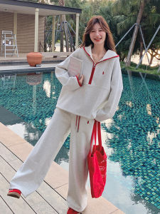 Fashionable Soft Cozy Womens Set Long Sleeve Hoodie High Waist Drapey Pants Two Piece Suite Autumn New Arrival Casual Style