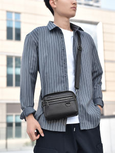 Casual Leather Shoulder Bag for Men Small Crossbody Bag Cowhide Wallet Diagonal Bag Hip Bag Mini Mobile Phone Backpack