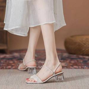 Fashionable Two-Way Wear Thick Heel Sandals for Women Summer Outdoor Slip-On Korean Style Square Toe Flat Buckle Strap Sandals
