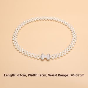 Pearl and Rhinestone Decorated Slim Belt Accessories