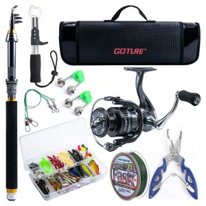 Goture Sea Fishing Rod Full Combo 1.8-2.7m Telescopic Fishing Pole Spinning Reel Baits Lines Set Tackle with Travel Fishing Bag