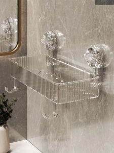 Bathroom Suction Cup Shelf Wall Mounted Storage Rack for Cosmetics And Shower Gel Luxury Nordic Style Single Layer Holder