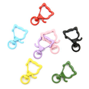 2-5pcs 21x34mm Alloy Paint Cat Shape Buckles For DIY Keychain Making Jewelry Accessories