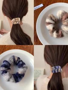 Autumn Winter Large Size Soft Warm Plush Woolen Hair Ties Cute Sweet Hair Accessories Fashionable Korean Style Hair Bands