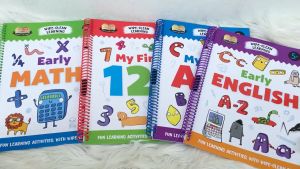 Buku Belajar Wipe-Clean untuk Anak: ABC, Angka, Matematika, dan Bahasa Inggris