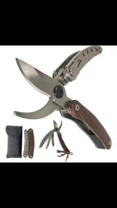 6 in 1 Gardening Heavy Duty Tools for Fresh Branches Scissors Hand Pruning Shears with SawBark Shovel and Safety Lock
