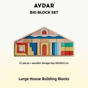 AVDAR | Childrens Educational Construction Toys Montessori Large Particle Birch Wood