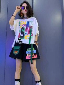 Fashionable Casual Letter Print Shorts Set Creative Hole Design Personalized Top And Shorts Two-Piece Suit for Women Summer 2024