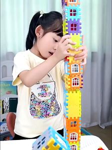 SKISOPGO   ของเล่นบล็อคตัวต่อ ตัวต่อสร้างบ้านหลากสี เสริมสร้างสมาธิเด็กตัวต่อก่อสร้างประกอบง่ายทำได้หลายรูปทรง