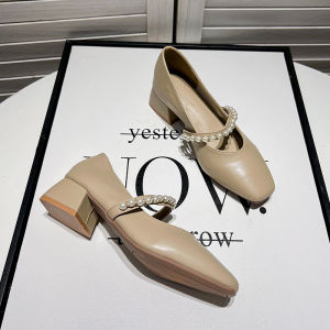 French Fashion Pearl Ankle-Strap High Heel Womens Shoes