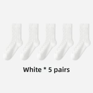 TULANDUO | Summer Thin Cotton Mid-Calf Breathable Anti-Odor Antibacterial White Socks