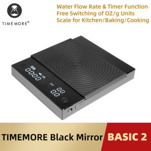 Timemore | TIMEMORE Basic 2 Black Mirror Pour Over Coffee Scale Flow Rate Display Auto Timer Digit Kitchen Food Scale Espresso 0.1g/2kg
