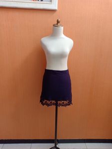 rok mini skirt wanita biru tua navy ZARA TRAFALUC cewek S span MEWAH brokat bawah