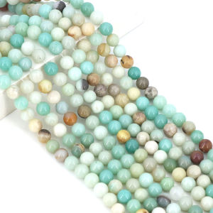 2 3 4 6 8 10 มม.ธรรมชาติ Amazonite หินลูกปัดกลมอัญมณีหลวมลูกปัดสําหรับเครื่องประดับทํา Charms สร้อยข้อมือสร้อยคอ 15"