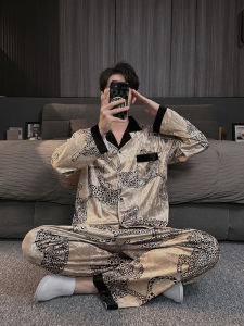 Bộ Đồ Ngủ Lụa Nhung Nam Tay Dài Mùa Thu Đông Cao Cấp Sang Trọng Dành Cho Cặp Đôi Mặc Nhà Đồ Ngủ Bằng Vải Nhung Polyester 220g