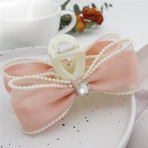 Elegant Simple Butterfly Knot Hair Clip Double Sided Pearl Large Size Shark Clamp Hair Accessories Fabric Material Hair Grips