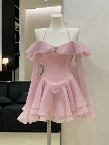 Elegant Off-Shoulder Ruffled Dress Slimming