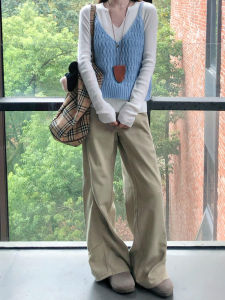 Quần Jeans Denim Ống Rộng Kiểu Dáng Rộng Phong Cách Mỹ Cổ Điển Màu Kaki Cho Nữ Thu Đông Quần Ống Rộng Thẳng Quần Dài Dài Đến Sàn