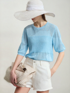 AMII | Round Neck Lightweight Short Sleeve Knitwear