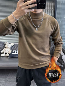 Thick Long Sleeve Mens T-Shirt Double-sided Cashmere Autumn Winter Style Warm Base Layer Top Youth Trend Home Comfortable Fit