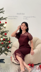 6042 Alice Tile Brukat Midi Dress | Dress Natal Dress Pesta Dress Kondangan Dress Lengan Balon