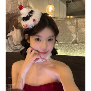 Original Cherry Cream Mini Cake Birthday Hat Hair Clip Atmosphere Sensation Photography Props Hair Accessories Fashionable Hair Ornament