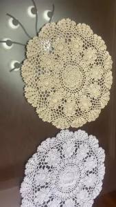 40/50/60cm Handmade Crochet Cotton Lace Round Tablecloth Doily Mat Placemat Photography Props Background home cup mat Decor