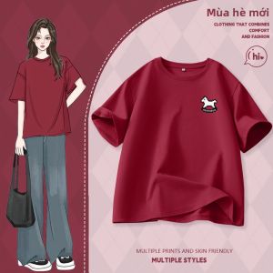 Jeanswest | Áo Thun Nữ Tay Ngắn Cổ Tròn Cotton Nguyên Chất Màu Đỏ Cho Năm Con Giáp