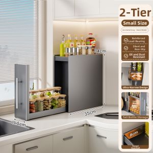 evesigar | Narrow Pull-out Dustproof Corner Spice Storage Rack