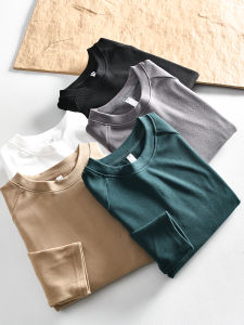 Áo Thun Dài Tay Cổ Tròn Hai Mặt Mềm Mại Thoải Mái Cho Nam Và Nữ Mùa Thu Đông Màu Trơn Trơn Áo Lót Ấm Áp