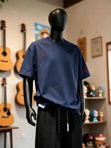 ZHUOCAN | Embroidered Deconstructed Mens T-shirt