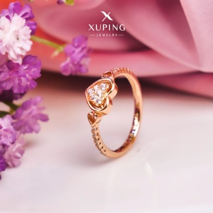 Xuping Cincin Wanita Korea Mata Gemma Motif Love - Ring Fashion Aksesoris 0121250334
